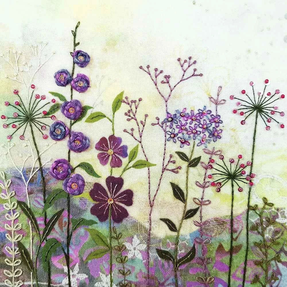 Purple Garden Embroidery Kit