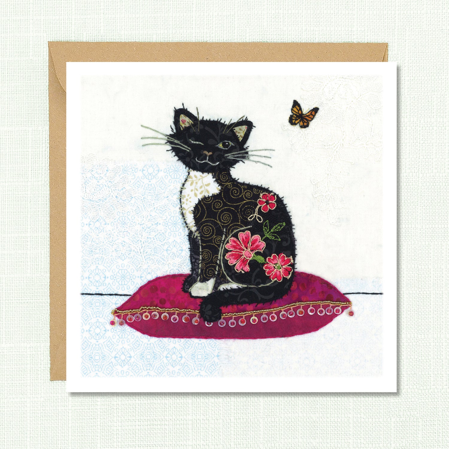 Butterfly Cat Greeting Card