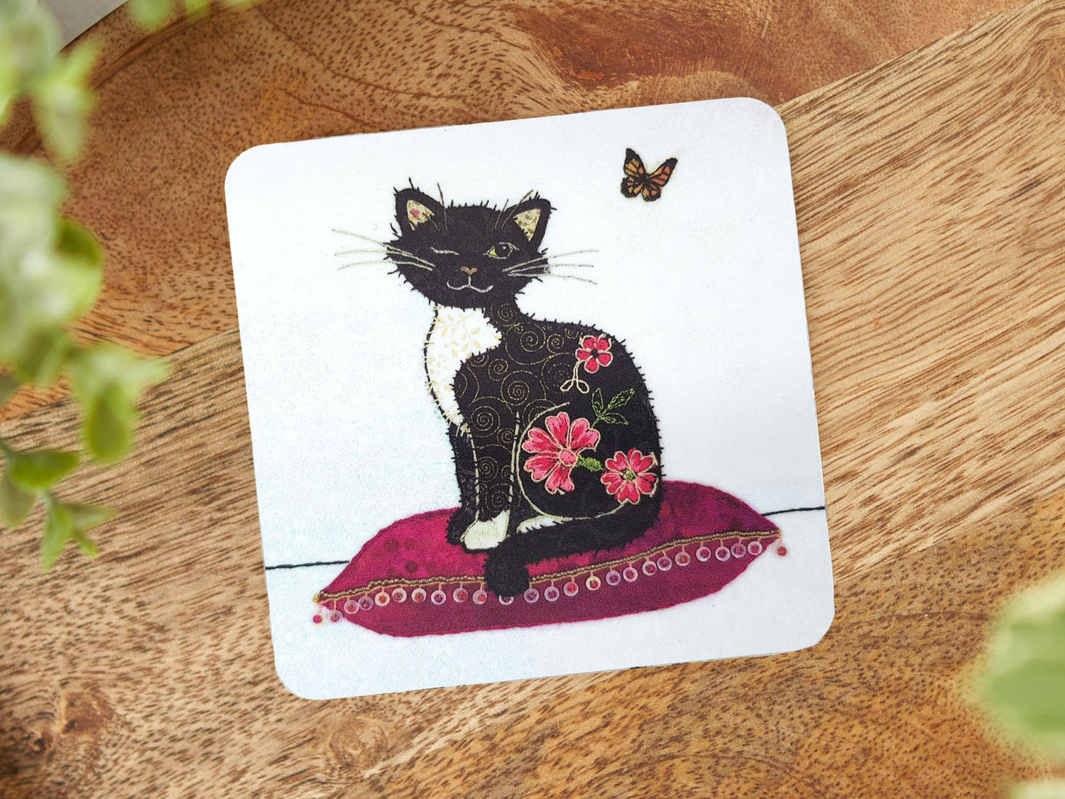 Cat and Butterfly Coaster