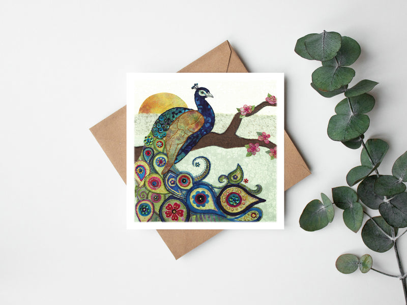 Rainbow Peacock Card