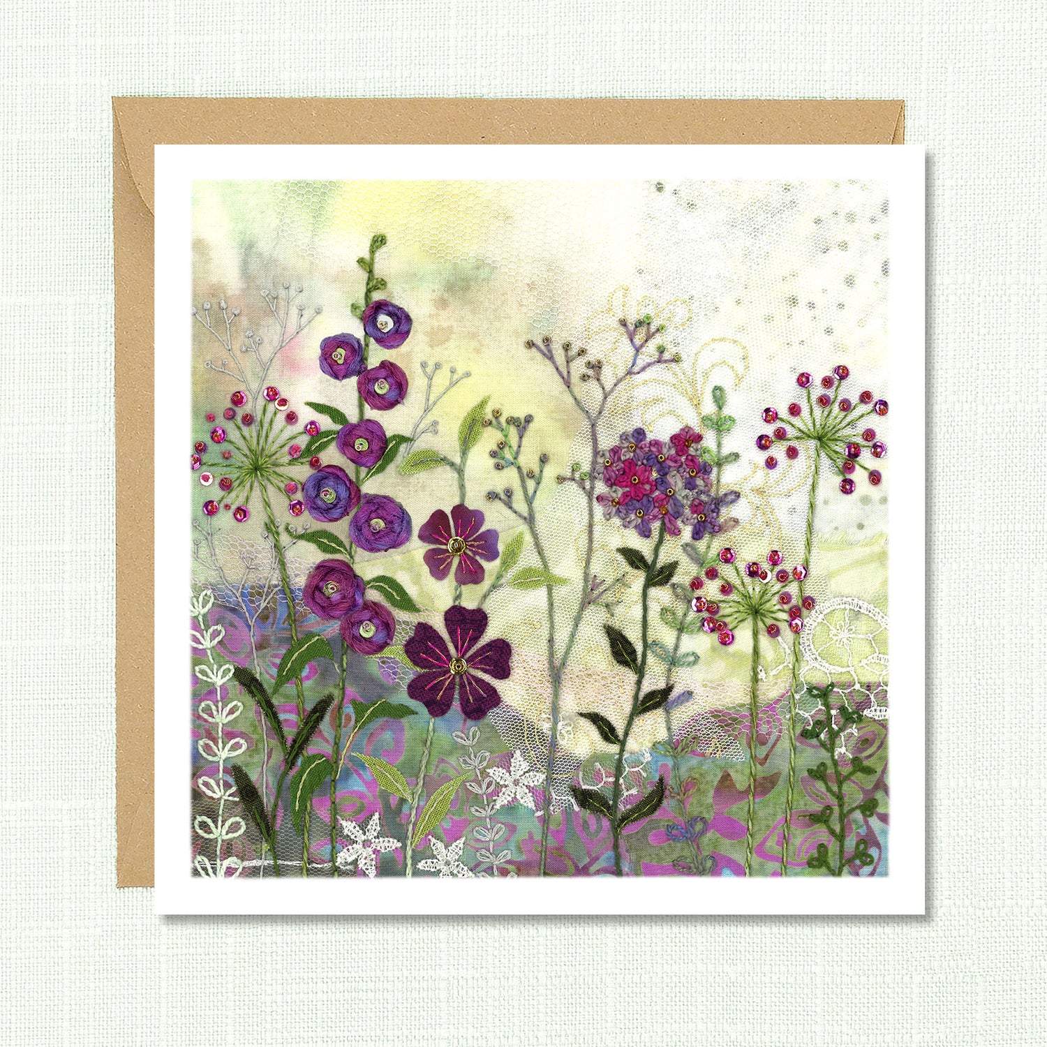 Purple Garden Greetings Card