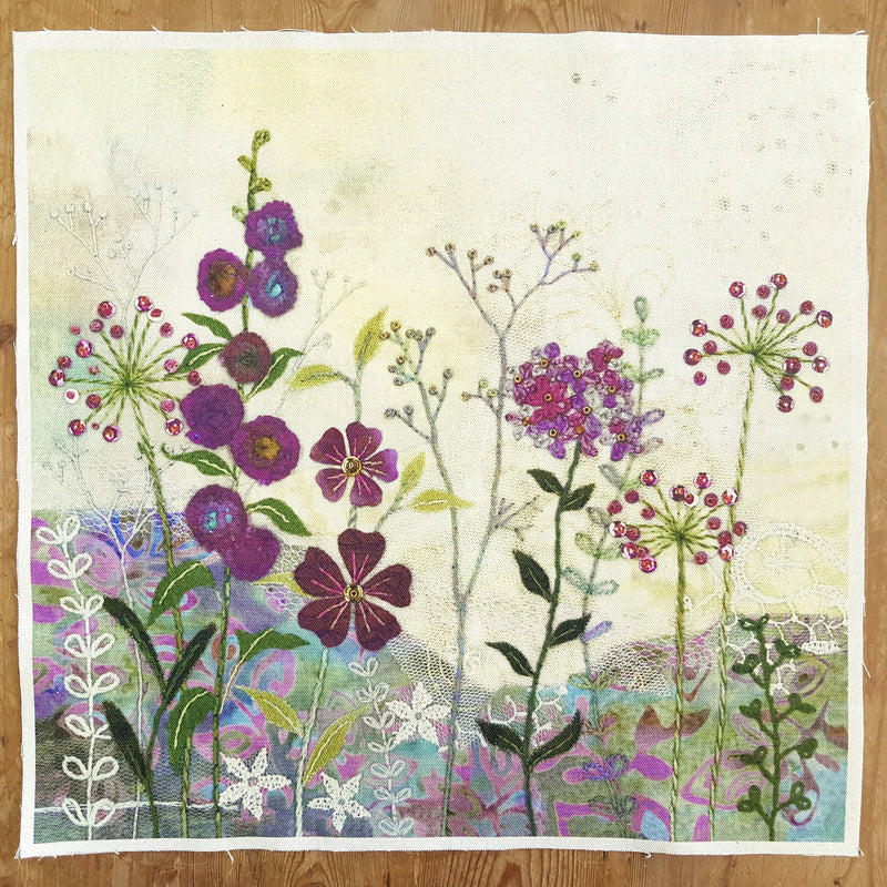 Purple Garden Fabric Panel