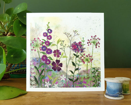 Purple Garden Greetings Card