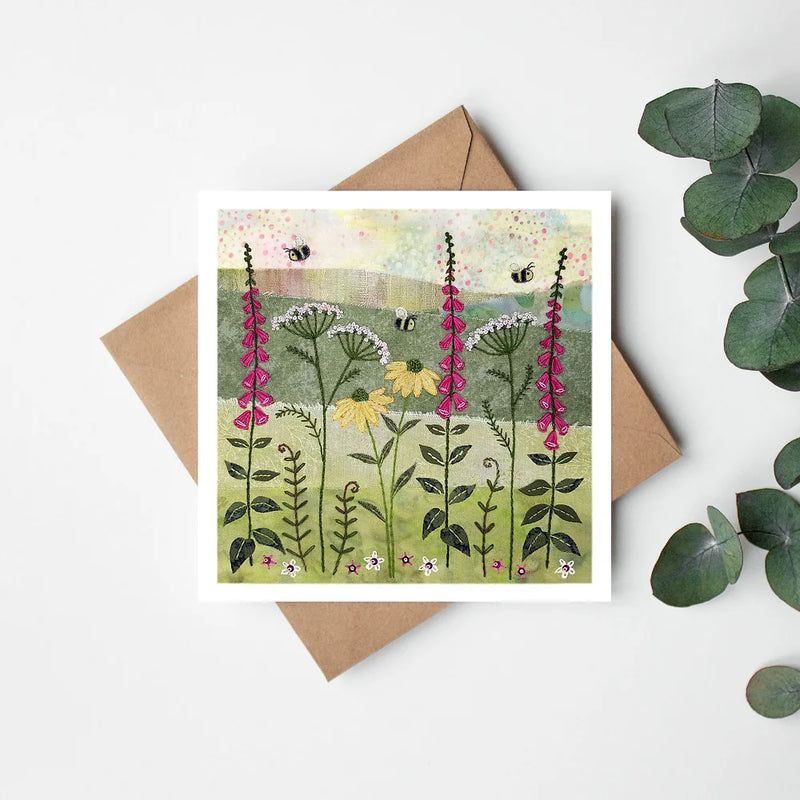 Foxglove Bees Greetings Card
