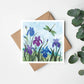 Dragonfly Irises Greeting Card