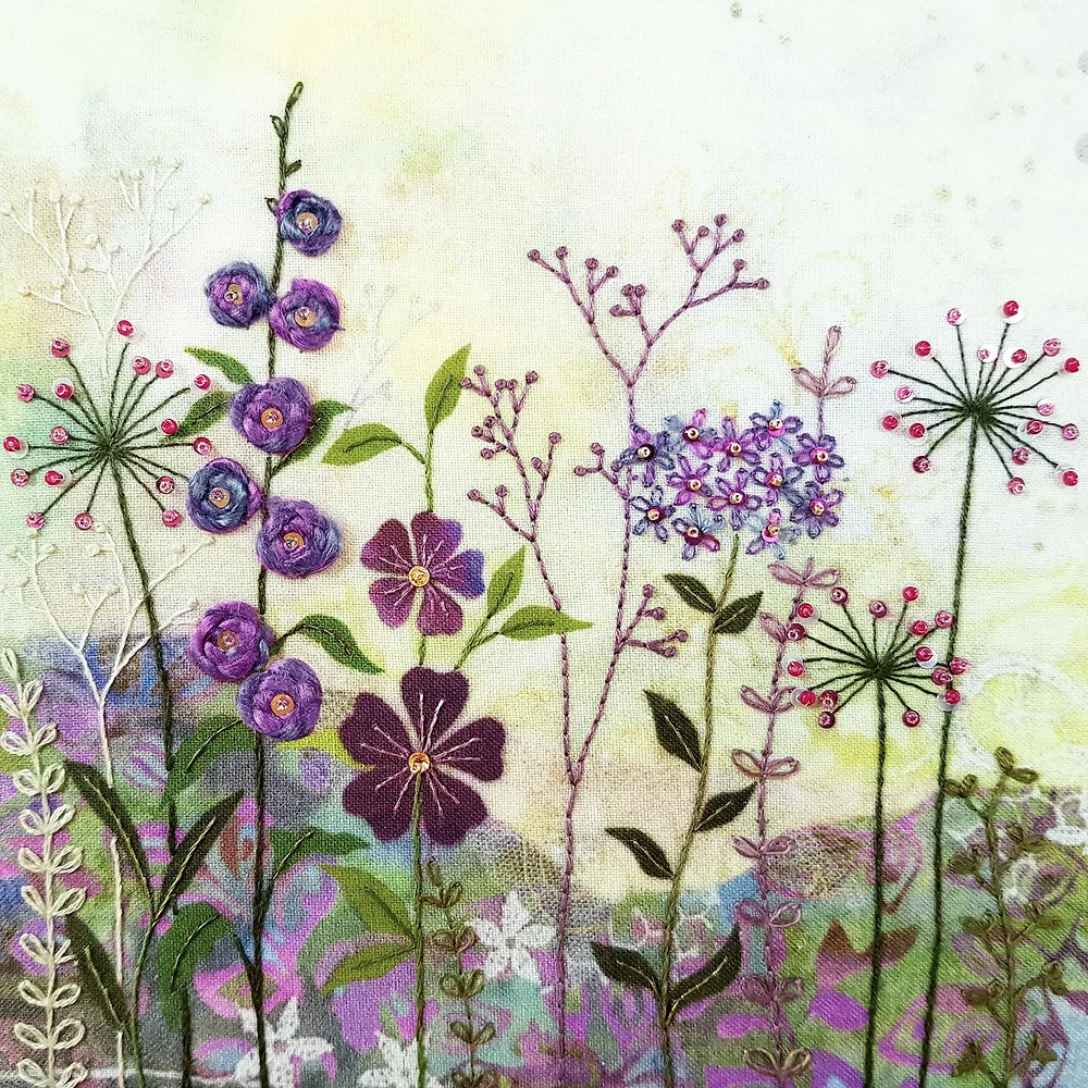 Purple Garden Hand Embroidery Kit