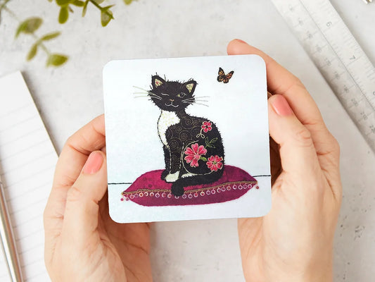 Cat and Butterfly Coaster