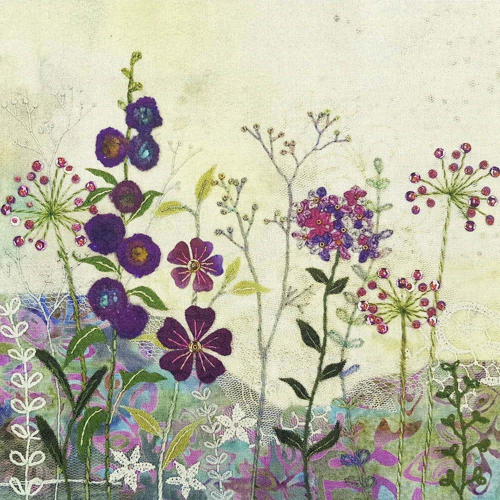 Purple Garden Fabric Panel