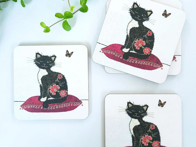 Cat and Butterfly Coaster