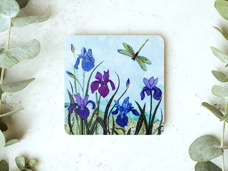 Dragonfly Irises Coaster