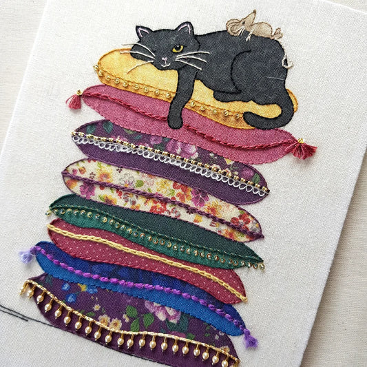 Cat on Cushion Hand Embroidery Kit