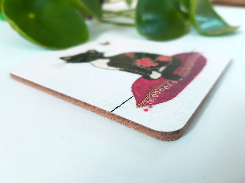 Cat and Butterfly Coaster