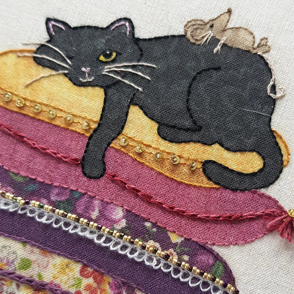 Cat on Cushion Hand Embroidery Kit